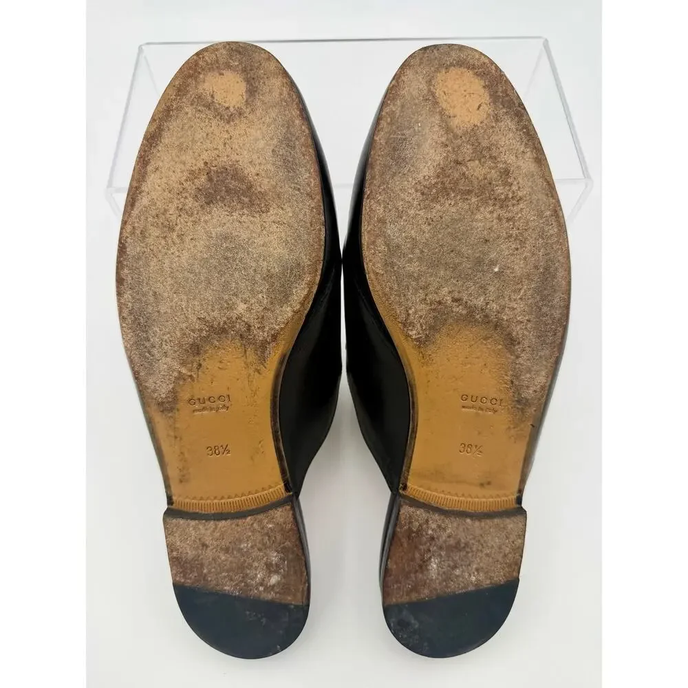 Authentic Gucci Princetown Horsebit Loafers Mules Black Leather Size 38.5 / 8.5
